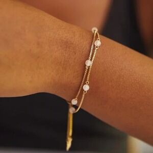 NEW Charged Wellness Rose Quartz Charge Your Heart Bracelet Gold Plated